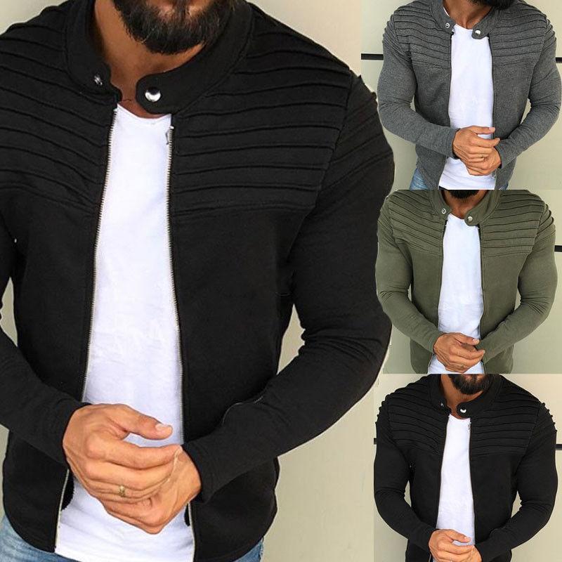 

Men's Jackets Men Slim Jacket Fashion Long Sleeve Spring Autumn Casual Zipper Coats Bomber For, Black;brown