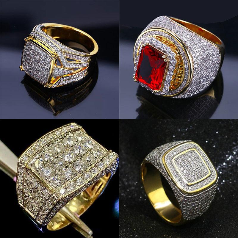 Wedding Rings Romantic Luxury For Woman Gold Colour Alloy Rhinestone Man Proposal Jewelry Gift-image-704844417