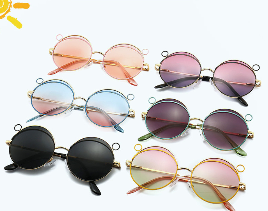 

Kids sunglass fashion Girls metal circular sunglasses children beach glasses boys adumbral sun glass A7112