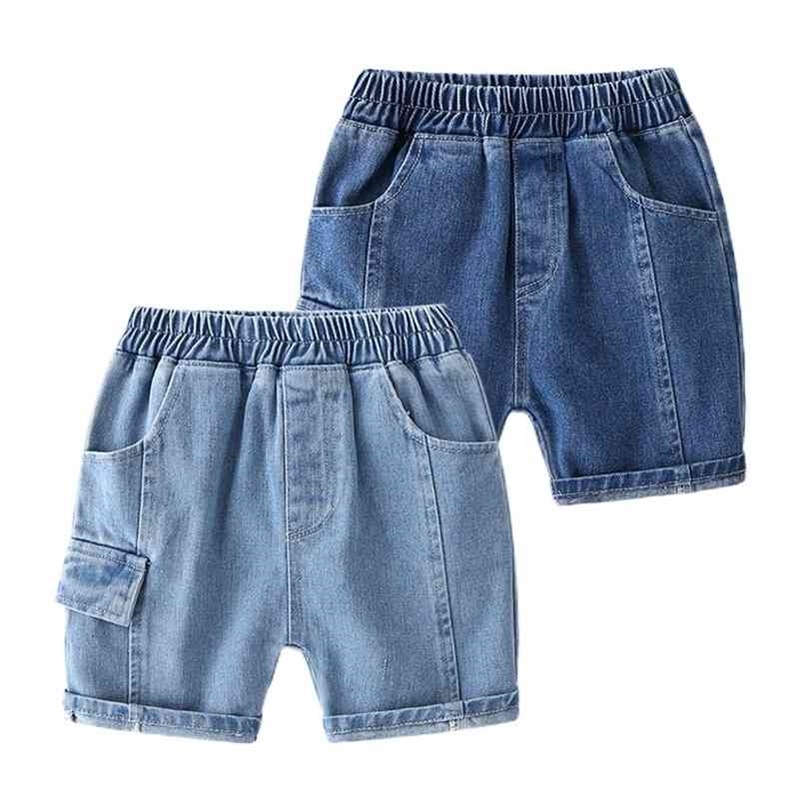 

Summer baby boys all-match denim shorts kids 2 colors casual mid waist 210708, Light blue