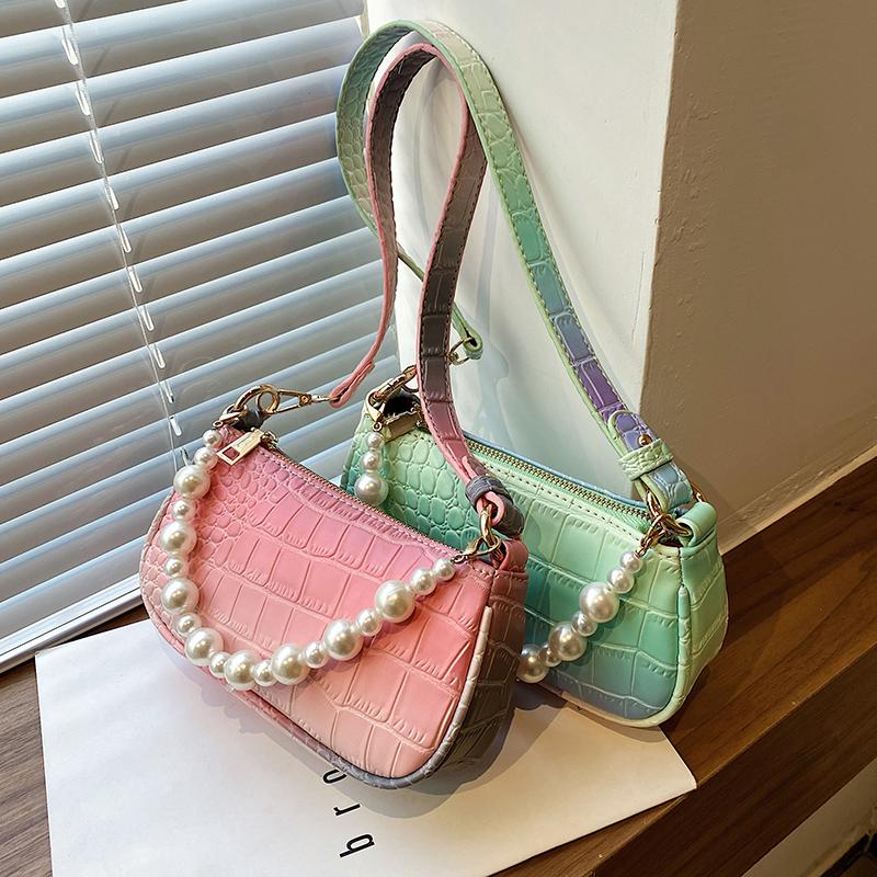 

Pearl Design Stone Pattern PU Leather Shoulder Underarm Bags For Women Travel Handbag Fashion Luxury Crossbody Purses Cross Body, Black