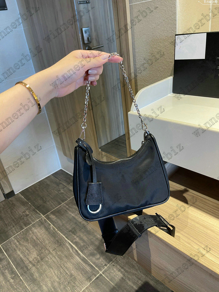 

Re edition 2005 Small Black Luxury Multi Nylon Bag Pra Shoulder Crossbody Chain Woman Hobo bags High Quality Purses Borsa