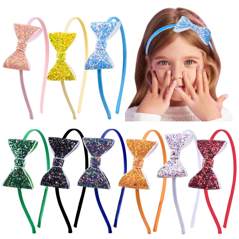 

Colorful Children Glitter Bow knot Headband Children Baby Hair Bands Hoop Fashion jewelry will and sandy White blue red yellow