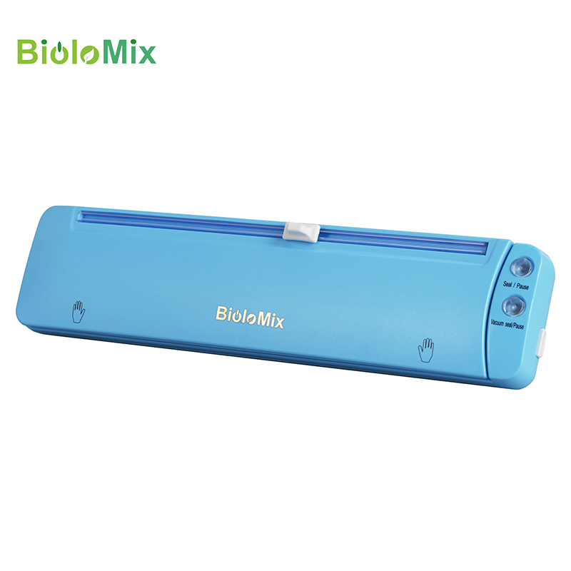 

Blue Food Packing Machine Automatic Food Vacuum Sealer with Built-in Cutter Starter Kit 10pcs bags Best for Home Food Saving