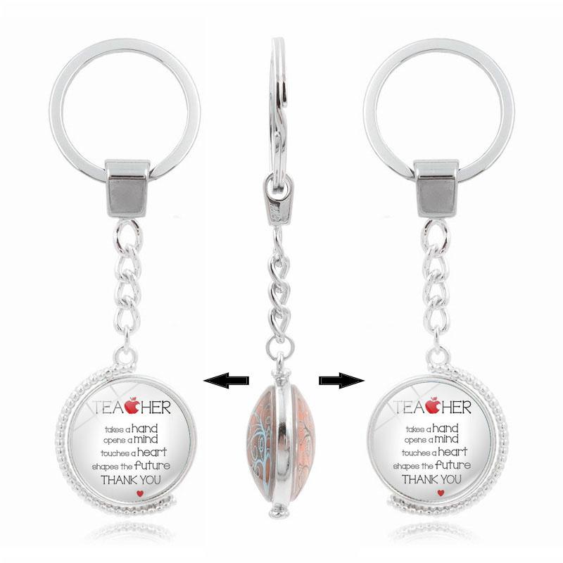

Keychains Teachers Gifts Great Teacher Keychain Teaching Is A Work Of Heart Glass Cabochon Double Side Rotatable Key Chain Ring Holder Men