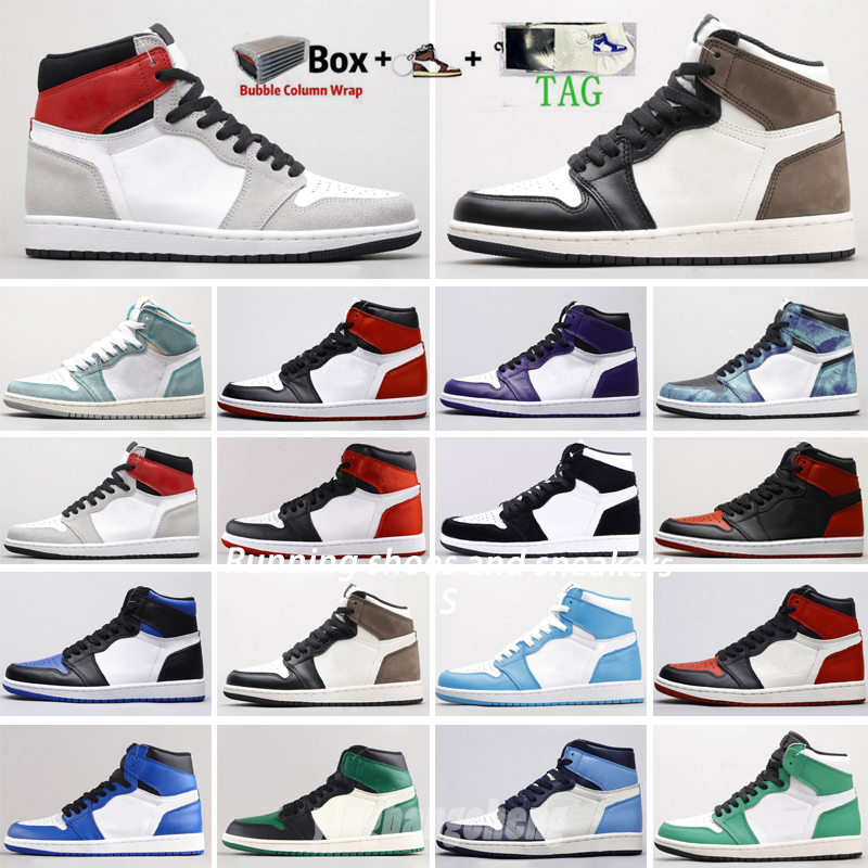 

2022 Jumpman 1 Basketball Shoes Women Mens 1s Trainers Sneakers 4s Trophy Room Chicago High OG Hyper Royal Barely Orange Digital Pink with logo and box, Color 29