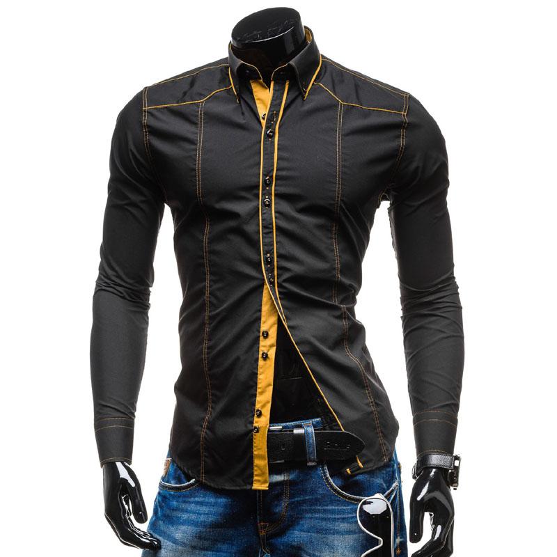 

La MaxPa Men Shirt 2021 Fashion Brand Men'S Cuff Striped Long-Sleeved Male Camisa Masculina Casual Slim Chemise Homme XXL Shirts, Black