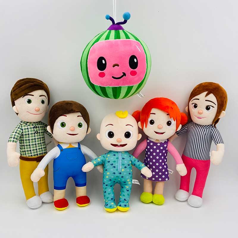 

US Stock 15-33cm Cocomelon Plush Toy Soft Cartoon Family melon Jj Sister Brother Mom And Dad Dall Kids Chritmas Gifts