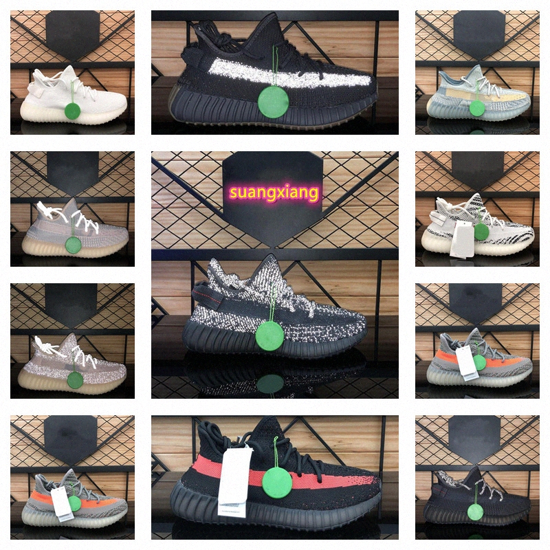 

with box Top Quality Men Women V2 Static Reflective Running Shoes Cream Beluga Cinder Tail Light Zebra Israfil Oreo Bred Trainers