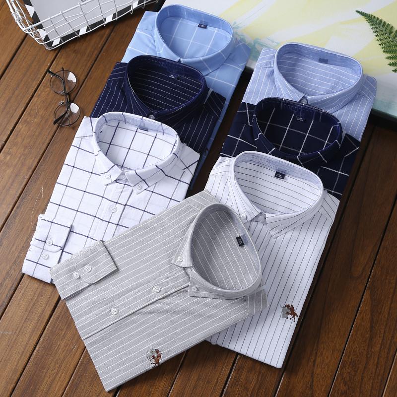 

Men's Casual Shirts Top Quality Brand Design Man Clothing Four Seasons Non-iron Men Shirt Office Formal Smooth Striped Soft Male, White;black