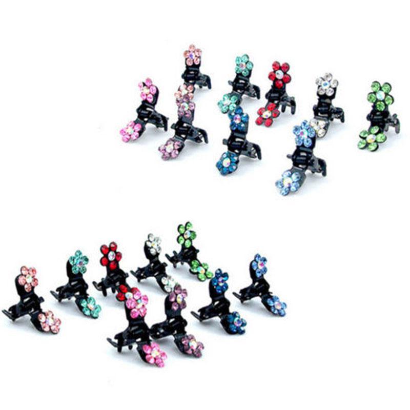 

2021 Wholesale-Susan' 12 PC Crystal Flower Mini Claw Clamp Hair Clip Hair Pin NEW Barrette Hair Accessories for Baby Girl Lady, Red