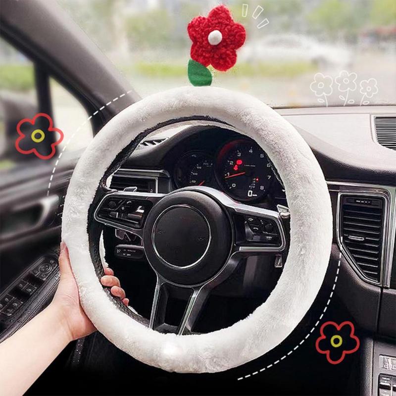 

Steering Wheel Covers Cute Soft Car Cover Winter Warm Plush For Women Girls Universal 15 Inch Accessories