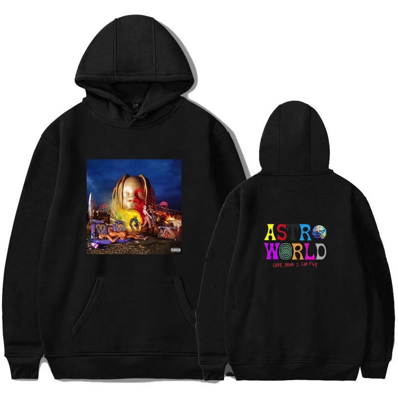 

Pop pop singer album Travis Scott poster young street men' Hooded Sweater, Red