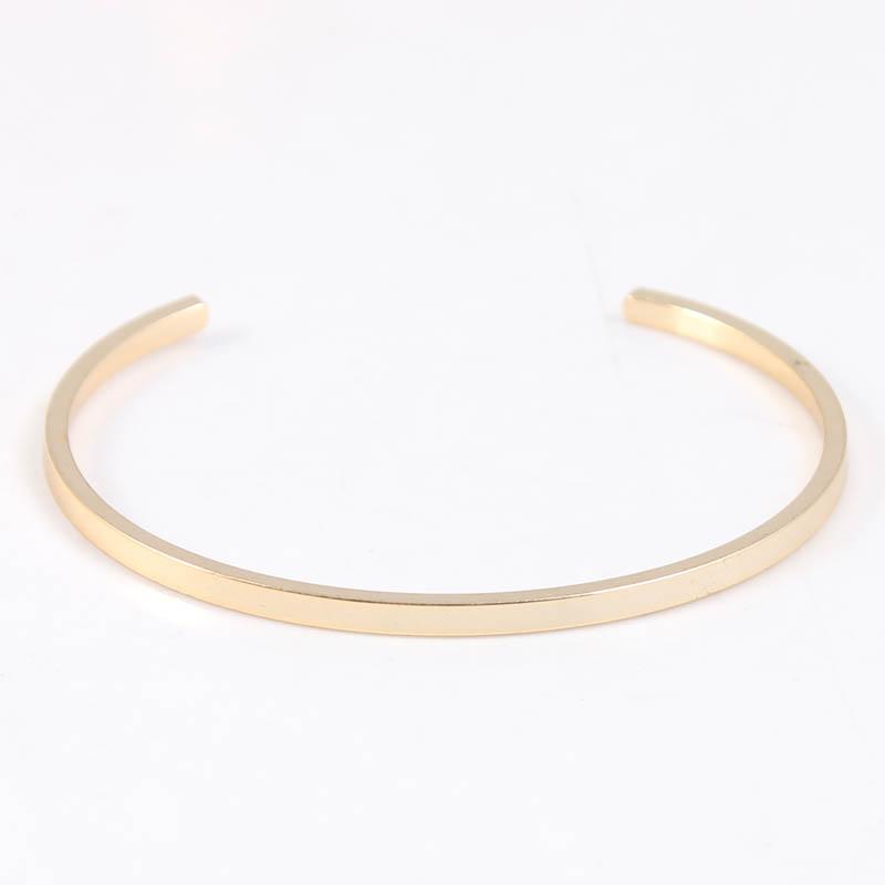 

Bangle Arrival! Stainless Steel Open Gold Hand Imprint Engraved Words Jewelry