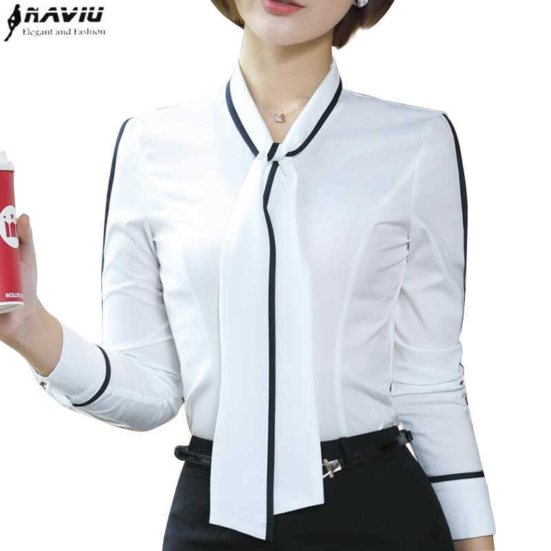

Naviu Fashion Womens Tops and Blouses Blusas Mujer De Moda Chiffon Shirt Office Ladies Formal Work Wear 210604, Short sleeve white