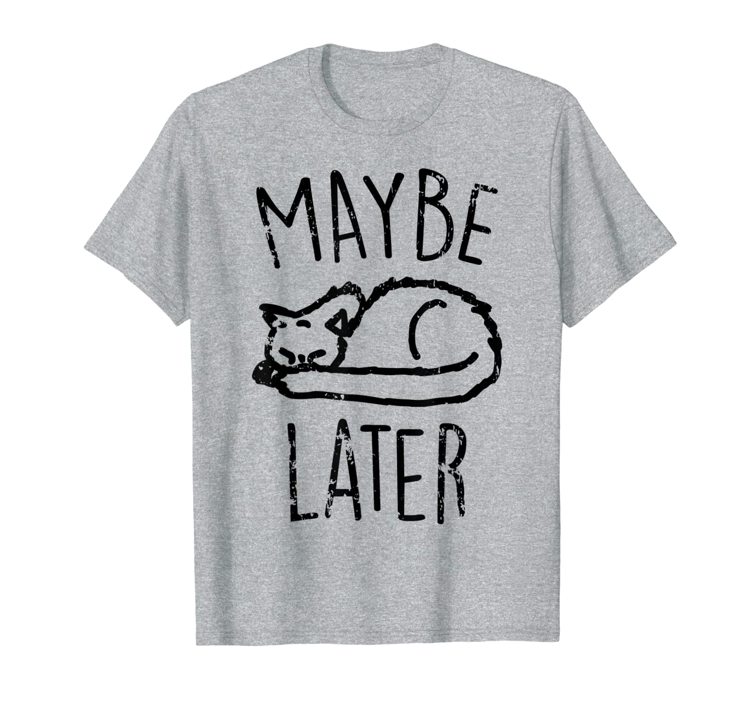 

maybe later, funny holiday introvert sleeping cat design t-shirt, White;black