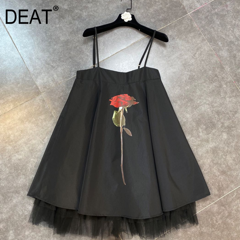 

Women Dress Fashion Spring Summer Ladies Rose Flower Print Sexy HR421 210525, Black