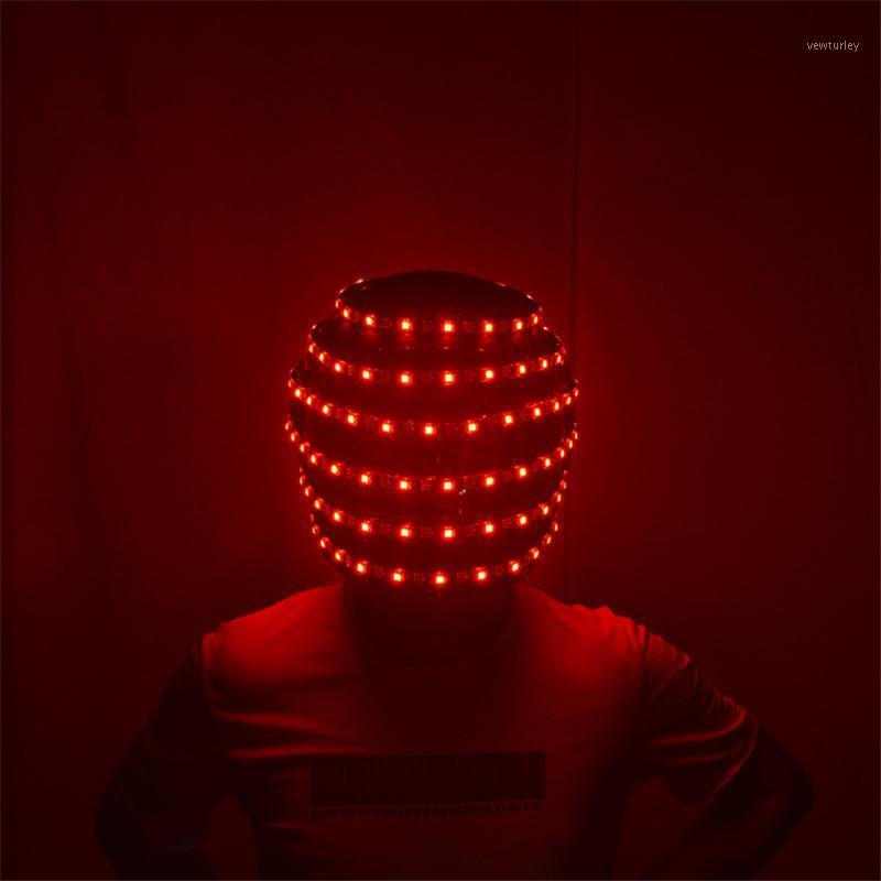 

Party Decoration RE01 Ballroom Dance Led Costumes Dj RGB Light Helmet Programmable Headwear Bar Luminous Robot Men Suit Perform Clothes
