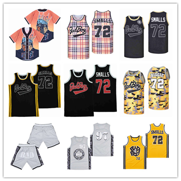 

Basketball Jerseys Men Notorious Badboy Bad Boy 72 10 Biggie Smalls Movie Basketball Jersey Stitched Team Color Black White Yellow Grey ALternate Size -XXL, As pic
