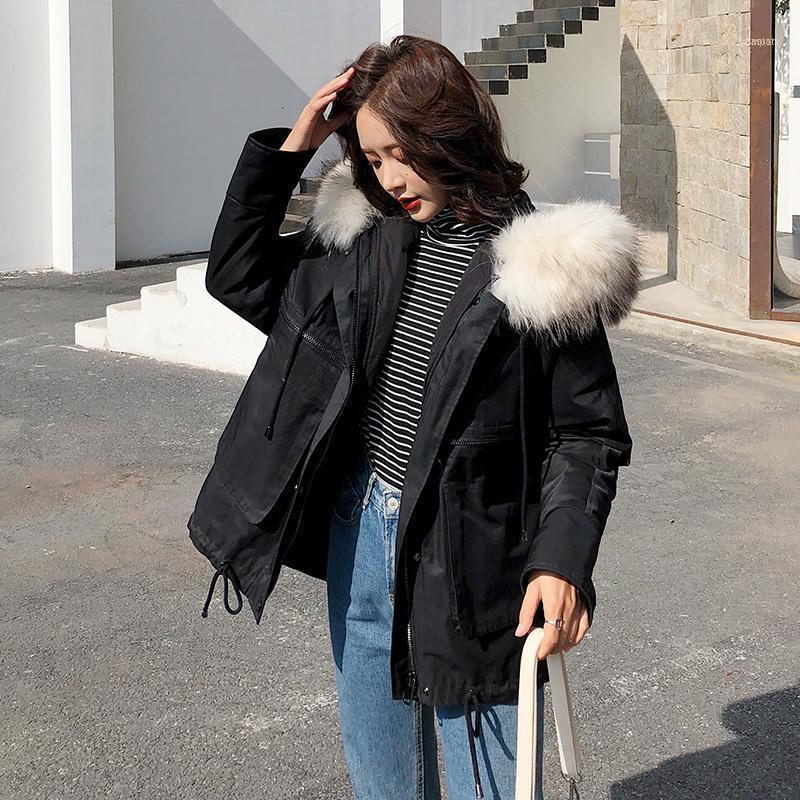 

Women' Down & Parkas 90% Duck Jacket Woman Hooded Parka Winter Coat Women Raccoon Fur Collar Long Korean Abrigo Mujer MY15141, Black