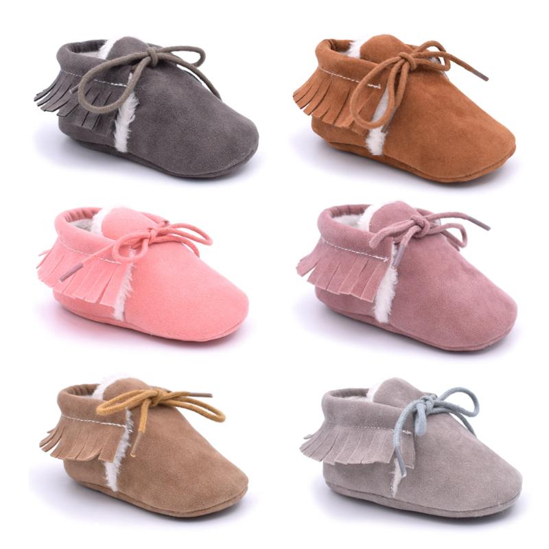 

First Walkers 2021 Born Baby Boy Girl Moccasins Shoes Fringe Soft Soled Non-slip Footwear Crib PU Suede Leather Walker