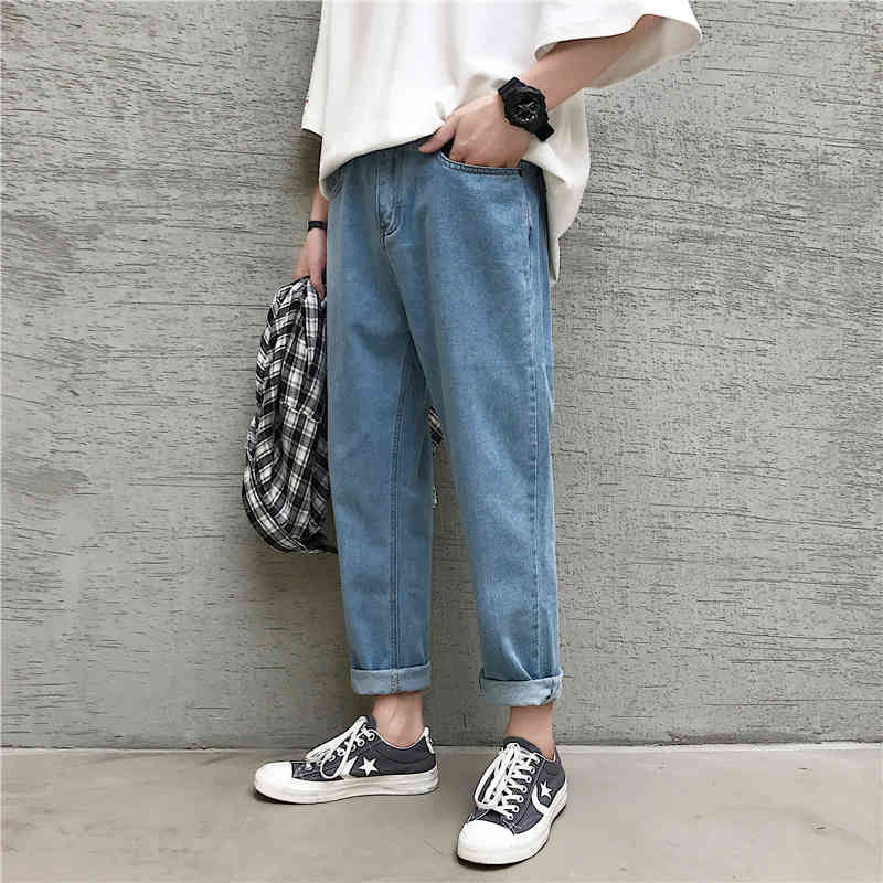 

Men's Jeans Shop Recommended Fashion Cowboy Casual Pants slim fit Classic wash Mens Blue Color Male Trousers S-2XL D6BB, Light blue