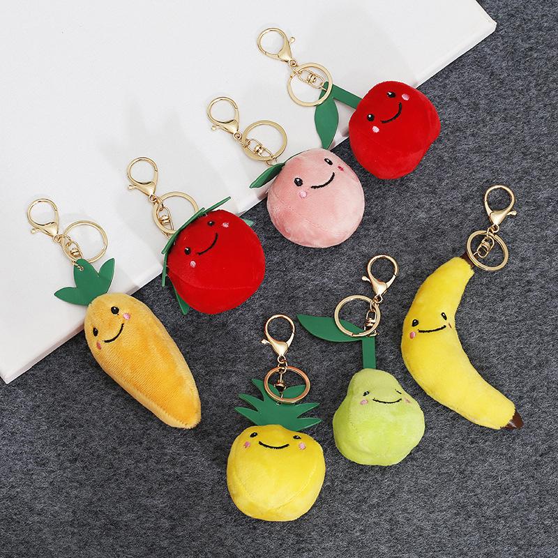

Keychains Banana Key Chain Lovely Fruit & Vegetables Plush Dolls Pendant Cute Ring Bag Accessories