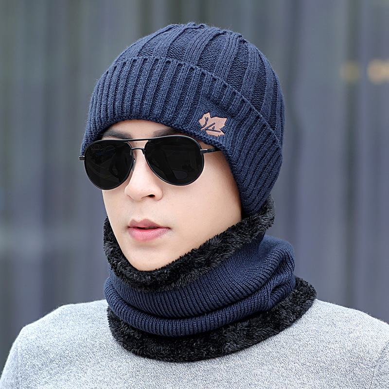 

Trendy Mens Winter Warm Cycling Cap Knitted Thickened Earflaps Hoodie Neck Warmer Outdoor Cold Protection Hat Street, Black