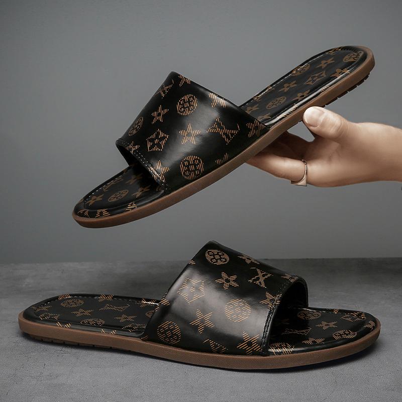 

Luxury Classics designer Slippers Mens shoes Novelty Print Scuffs Sandals Slides Beach outdoor Wide Flat Flip Flops men sandal Slipper, Black