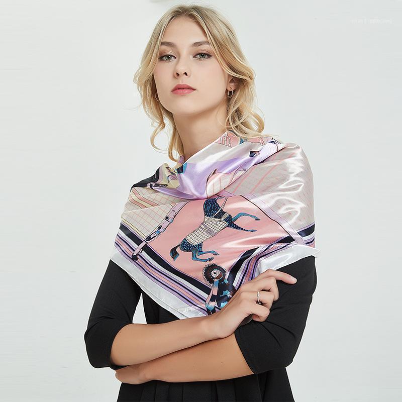 

Scarves The Satin Silk Women's 90cm Square Scarf Ash Purple Fashion Decorative Scarves1