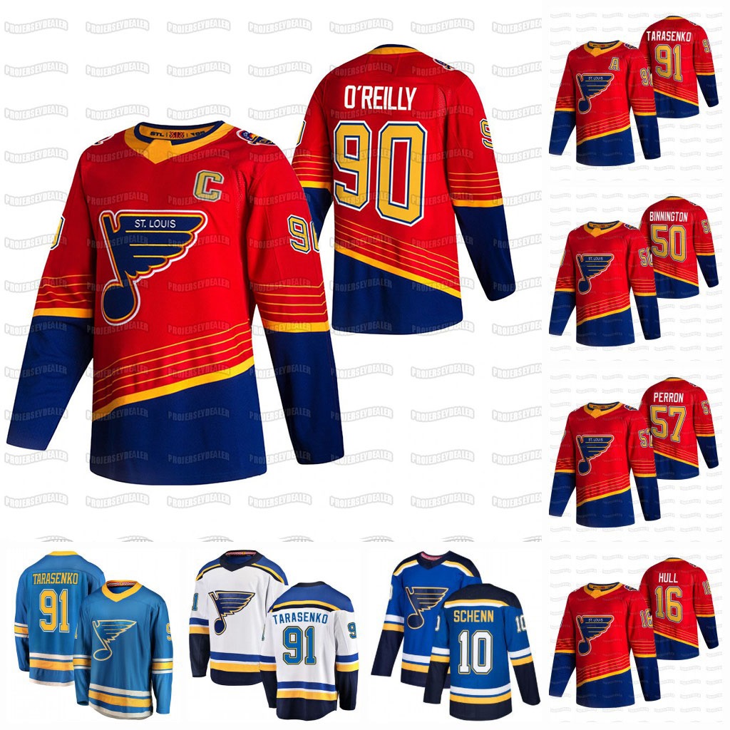 

90 Ryan O'Reilly St. Louis Blues 2021 Reverse Retro Jersey Vladimir Tarasenko Pavel Buchnevich Brett Hull Binnington Brayden Schenn Jaden Schwartz, Custom 1990's navy