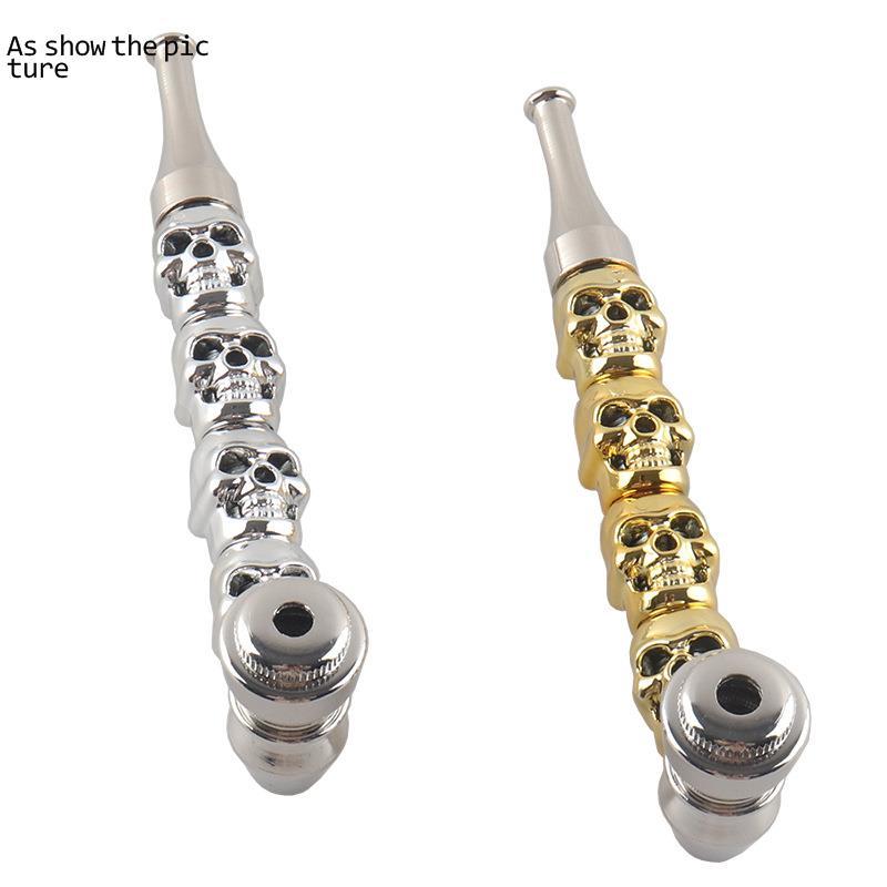 

Metal pipe four Ghost Head thick rod cigarette set portable washable pipe with cap