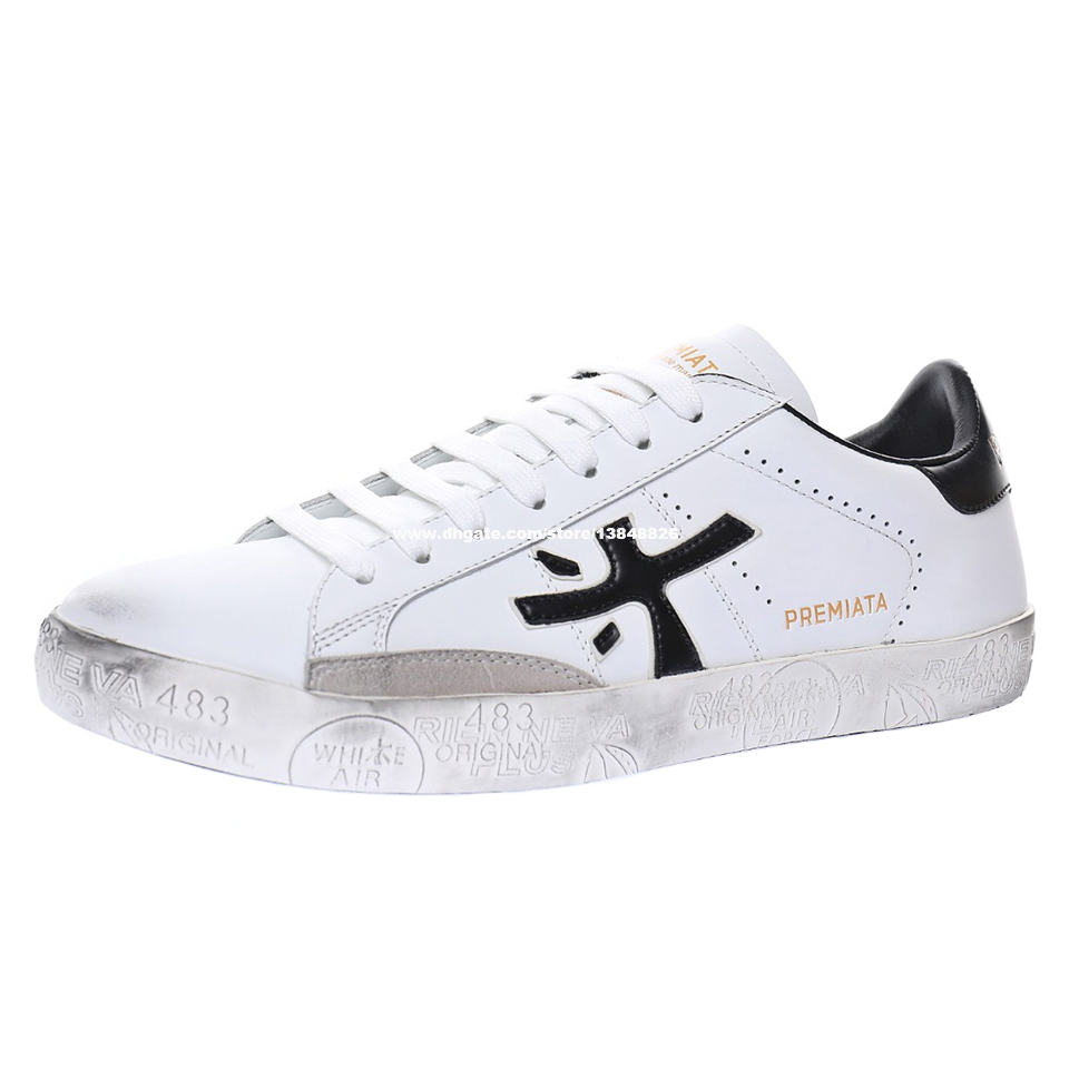 

Premiata Steven Sports Shoes for Men Dirty Sneakers Mens Designer Skate Shoe Women Leather Skates Womens Sneaker Casual Skateboard in White Black, 1 39-45