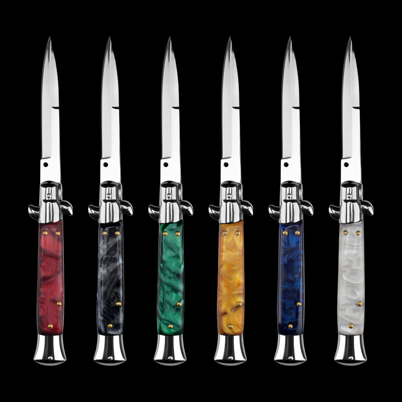 

The 9 Inch ACK Godfather Stiletto Mafia Horizontal Folding knife Classical Automatic Pocket knives Bill DeShivs Patron Guardian 11 13 Auto EDC Tools