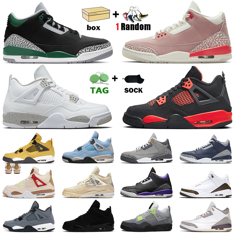 

High Quality 4s Basketball Shoes Men Women 4 White Oreo Wild Things Sail University Blue Trainers 3s Rust Pink Pine Green Mocha Cool Grey 3 UNC Sneakers US 13