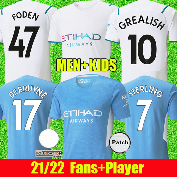 

21 22 Manchester soccer jerseys 2021 2022 G. JESUS CITY GREALISH STERLING GUNDOGAN MAHREZ DE BRUYNE football shirts FODEN MAN Jersey kids kit, Home player