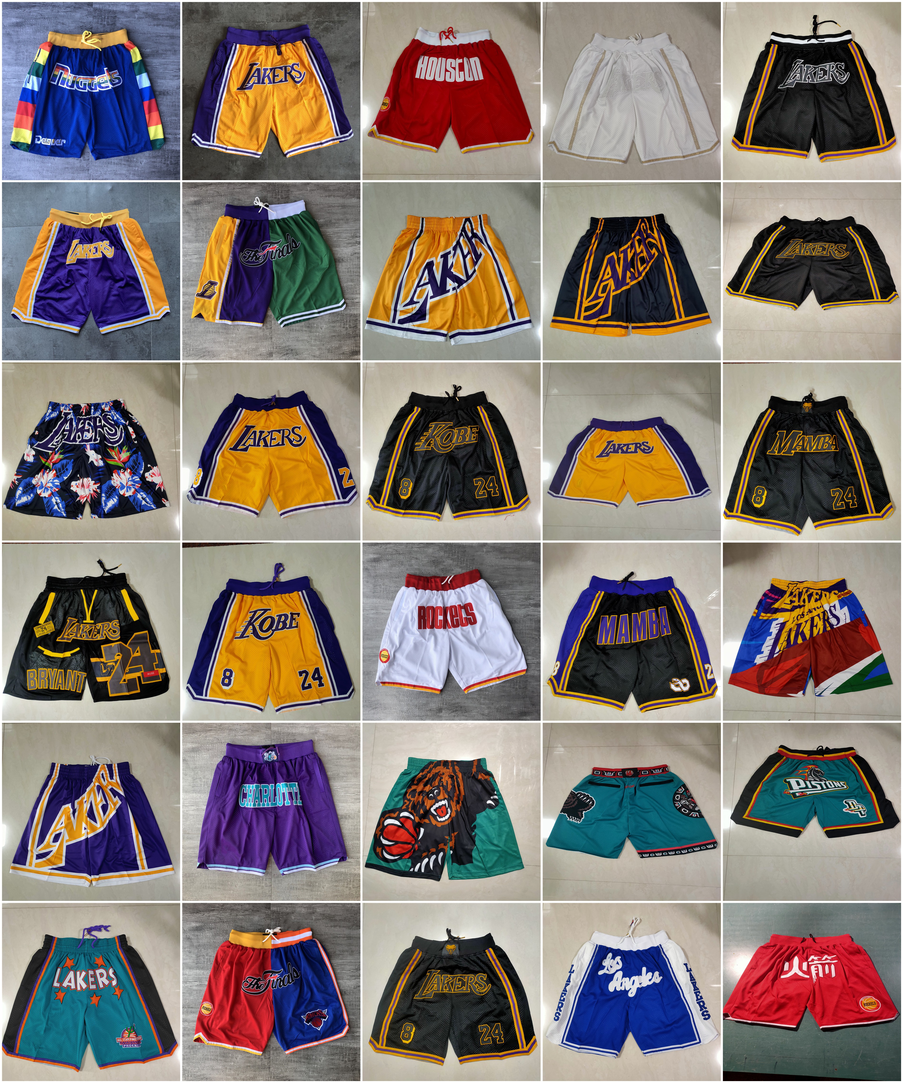 

Team Basketball Shorts Retro Bear Just Don Men Wear Sport Pant With Pocket Zipper Sweatpants Hip Pop Blue Black Yellow Red Green White Stitc