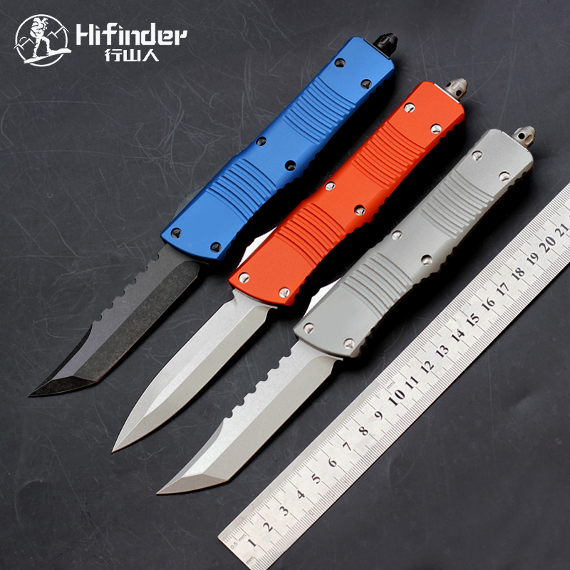 

Tactical Combat Knife Automatic EDC D2 Blade Aluminum handle camping knives hunting outdoor fishing hiking survival gear pocket auto Self-de