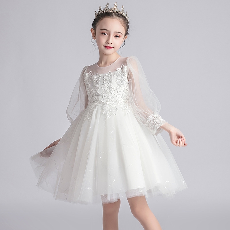 

princess girl's dress white long sleeve gauze shawl children's skirt