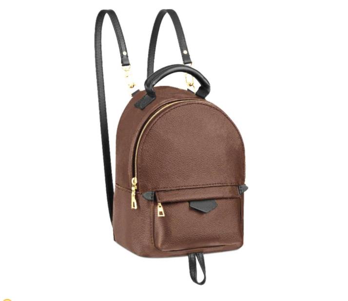 

High Quality Bags Fashion Genuine Leather PALM SPRINGS Mini Medium large size Women Children School Backpack Lady Travel Bag, Brown plaid 16x8x21cm