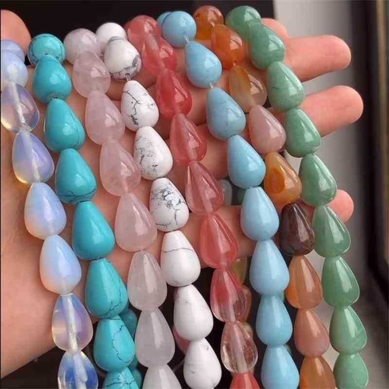 

10x14mm Natural Gem Water Drop Shape Agates Turquoises Opal Quartz Jades Loose Beads For Jewelry Making DIY Bracelets Necklaces
