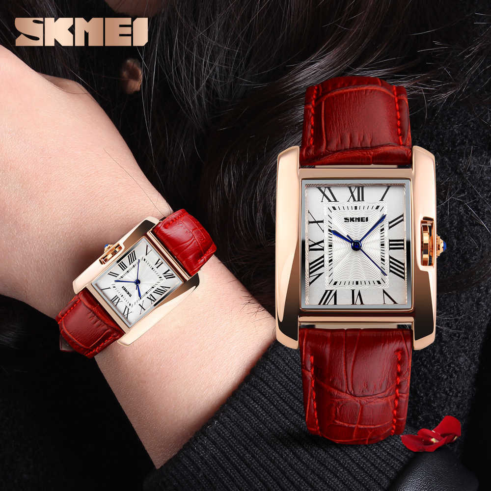 

SKMEI Brand Women Watches Fashion Casual Quartz Watch Waterproof Leather Ladies Wrist Clock Relogio Feminino 210616, Brown