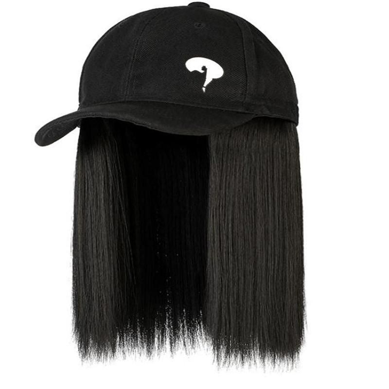 

Ball Caps Baseball Cap Collarbone Hair Body Short Straight Wig Sun Hat, Blue;gray