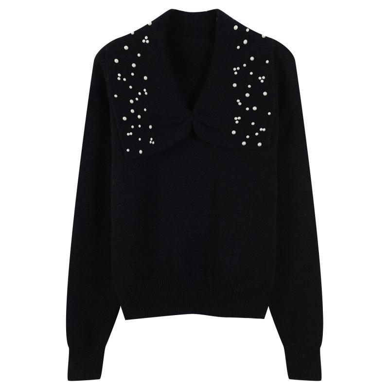 

Women's Sweaters Korean Style Bowknot Beaded Gentle Wind Sweater Women Knitwear Long-Sleeved Sweet Cute Pullover White Christmas Clothing 0C4W