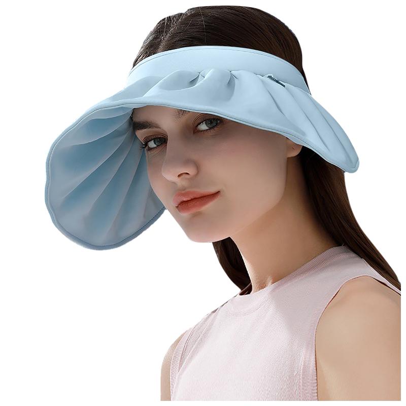 

Wide Brim Hats Summer For Women Empty Top Lady Hat Sunscreen Sun Visor Beach Cap Outdoor Cycling Portable #T1G, Blue;gray