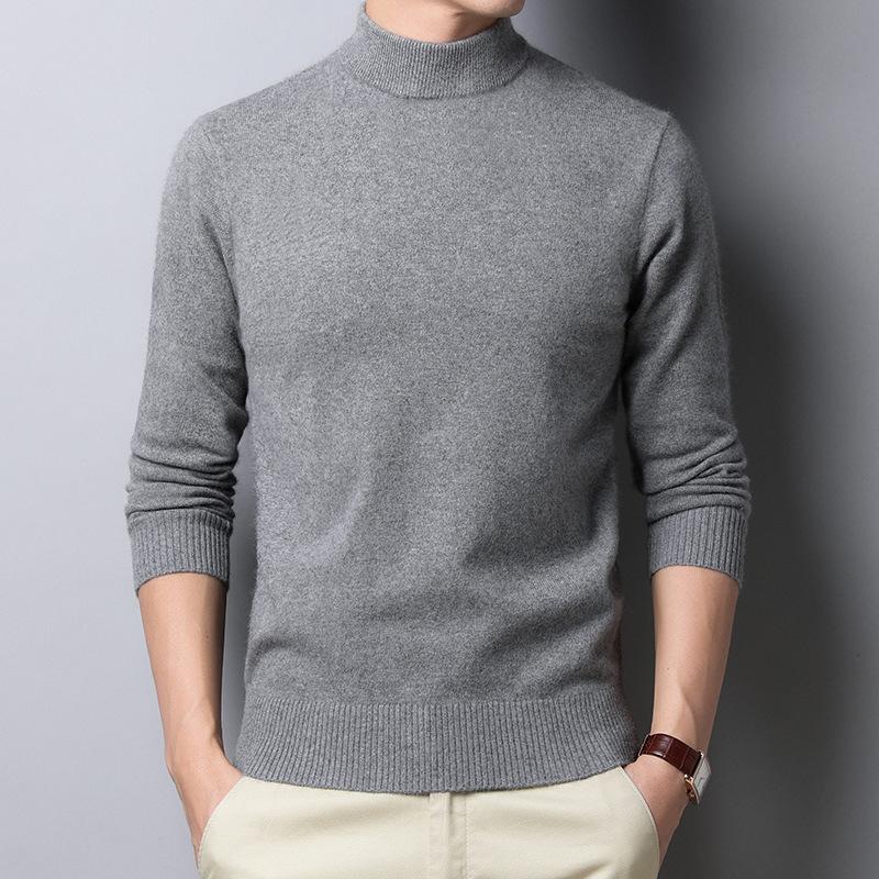 

Men's Sweaters 2021 Sweater Winter Half High Solid Color Pullover Warm Knit Long Sleeve Bottoming Shirt, White;black