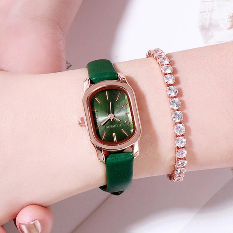 

Wristwatches Fashion Women Leather Casual Watch Luxury Analog Quartz Crystal Wristwatch Female 2021 Dress, Green
