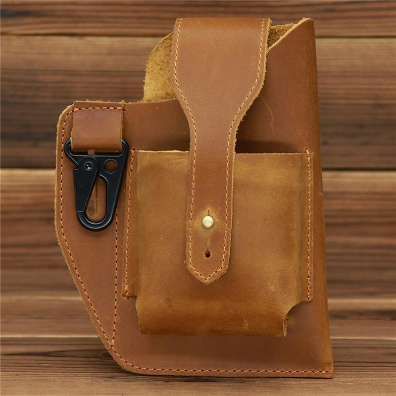 

Outdoor Bags Waist Bag Men Genuine Leather Belt Bum Leg Hip Packs For Cell Cigarette Lighter Box Case Pouch Phone