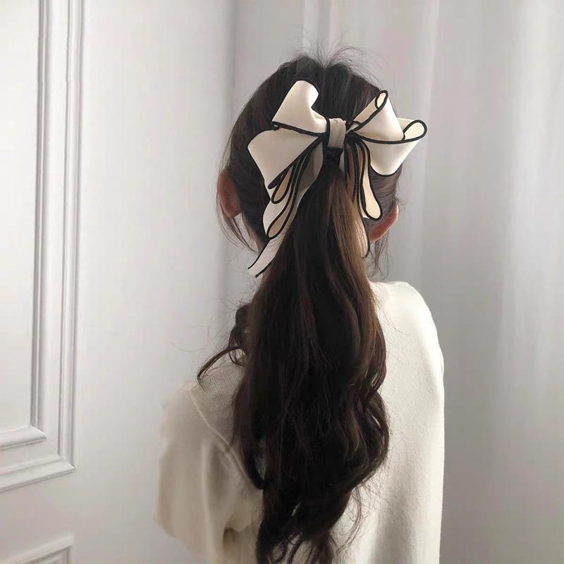 

Hair Accessories 2021 Korea Style Sweet Hairpin Cute Ribbon Bow Imitation Pearl Banana Clip Women Fashion