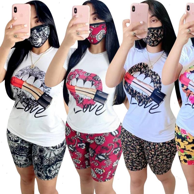 

sport women two piece set womens tracksuits lips o neck tee floral print shorts jogger sweatpants suit tracksuit matching, Gray